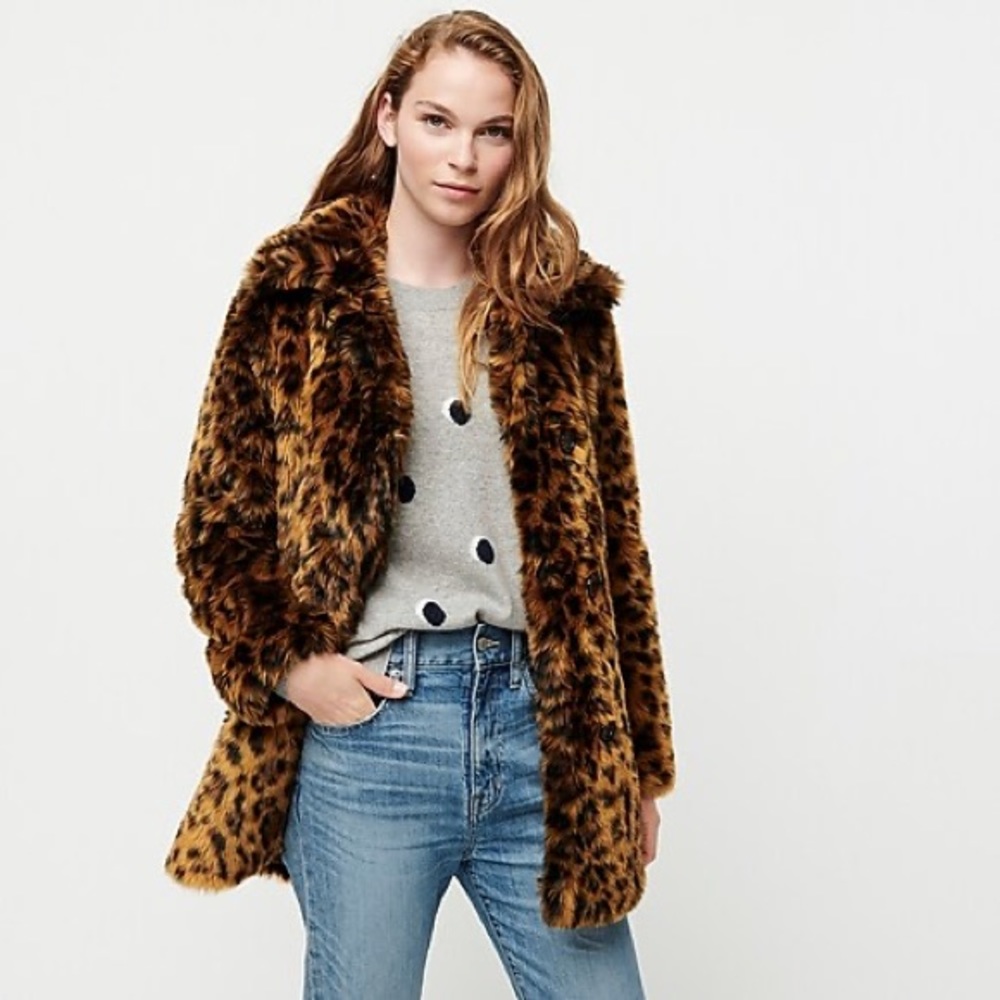 J Crew Leoard Faux Fur Coat